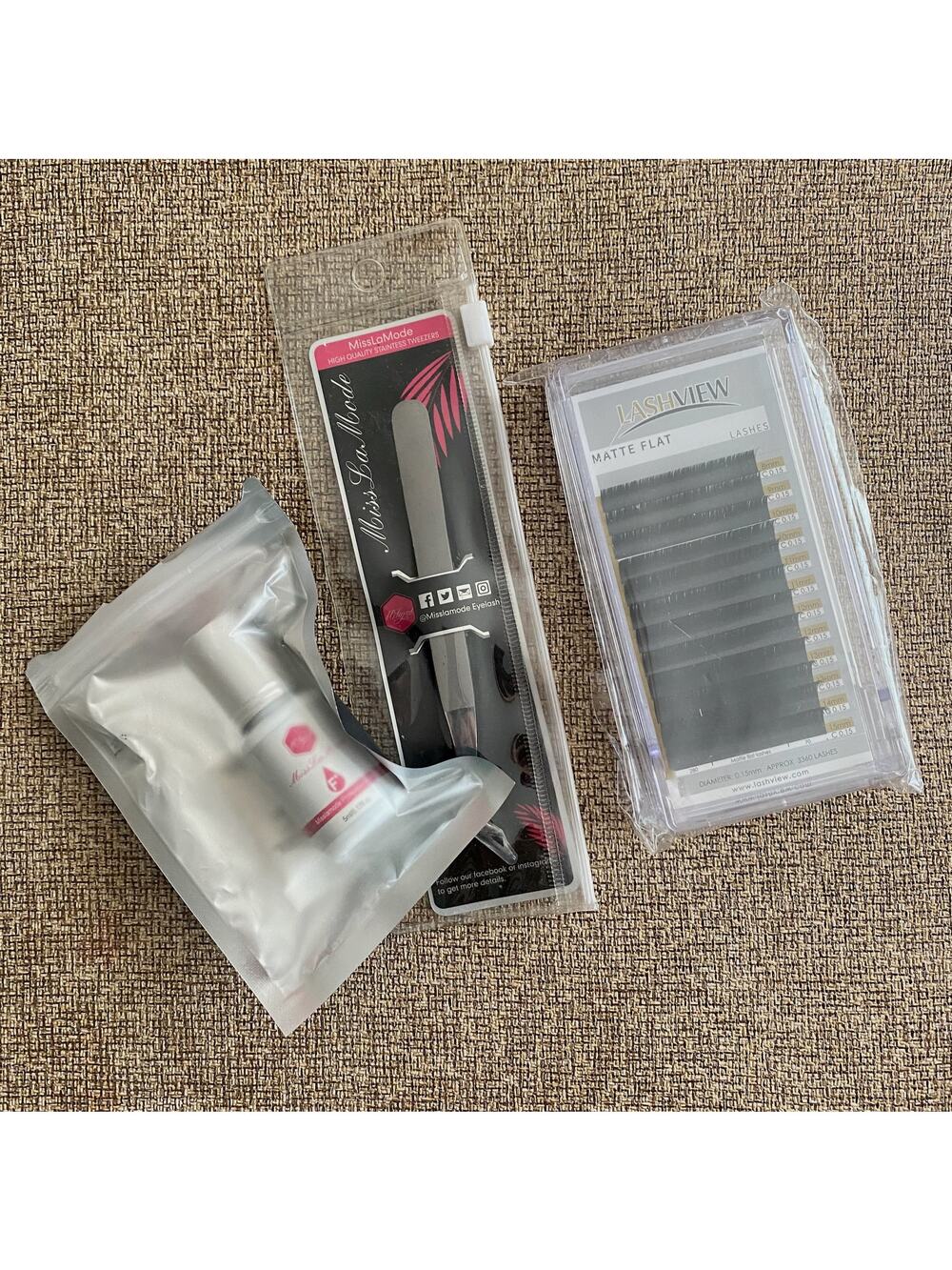 NEW Miss Lamode Lashview Eyelash Lash Kit Extension Glue Lashes Tweezers NIP